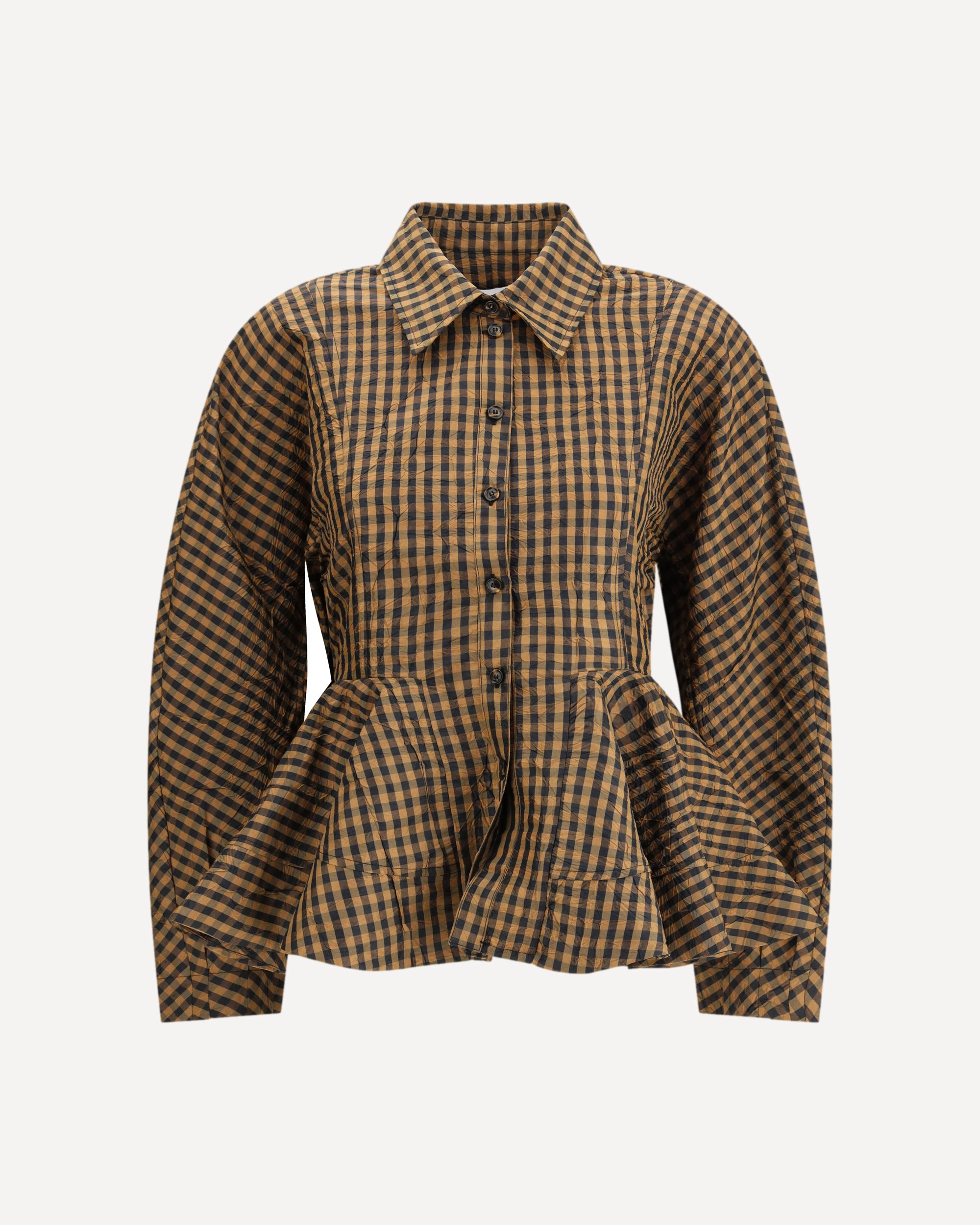 GANNI Blouse in crinkled checked taffeta Female 38
