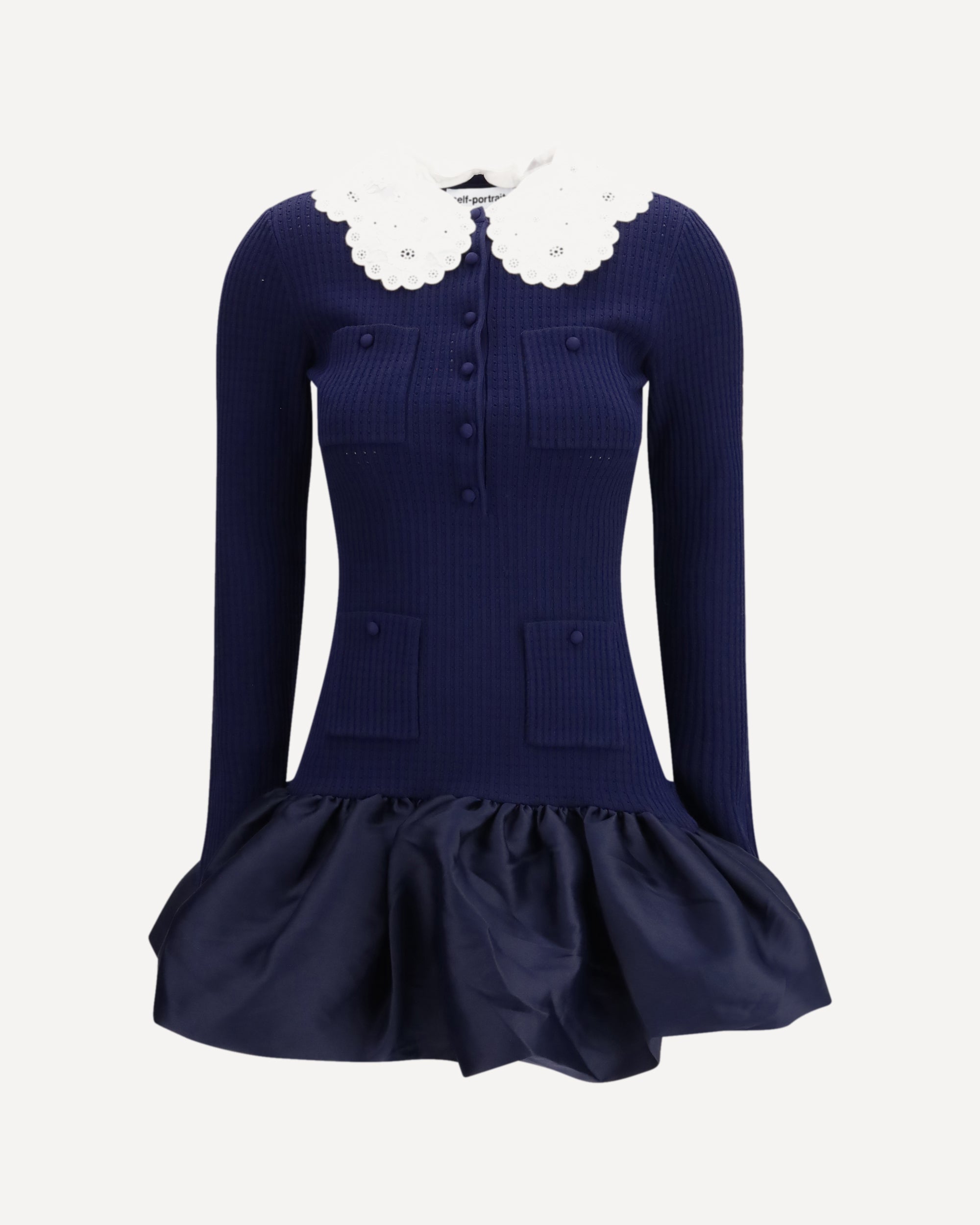 SELF-PORTRAIT Knit taffeta mini Dress Female M