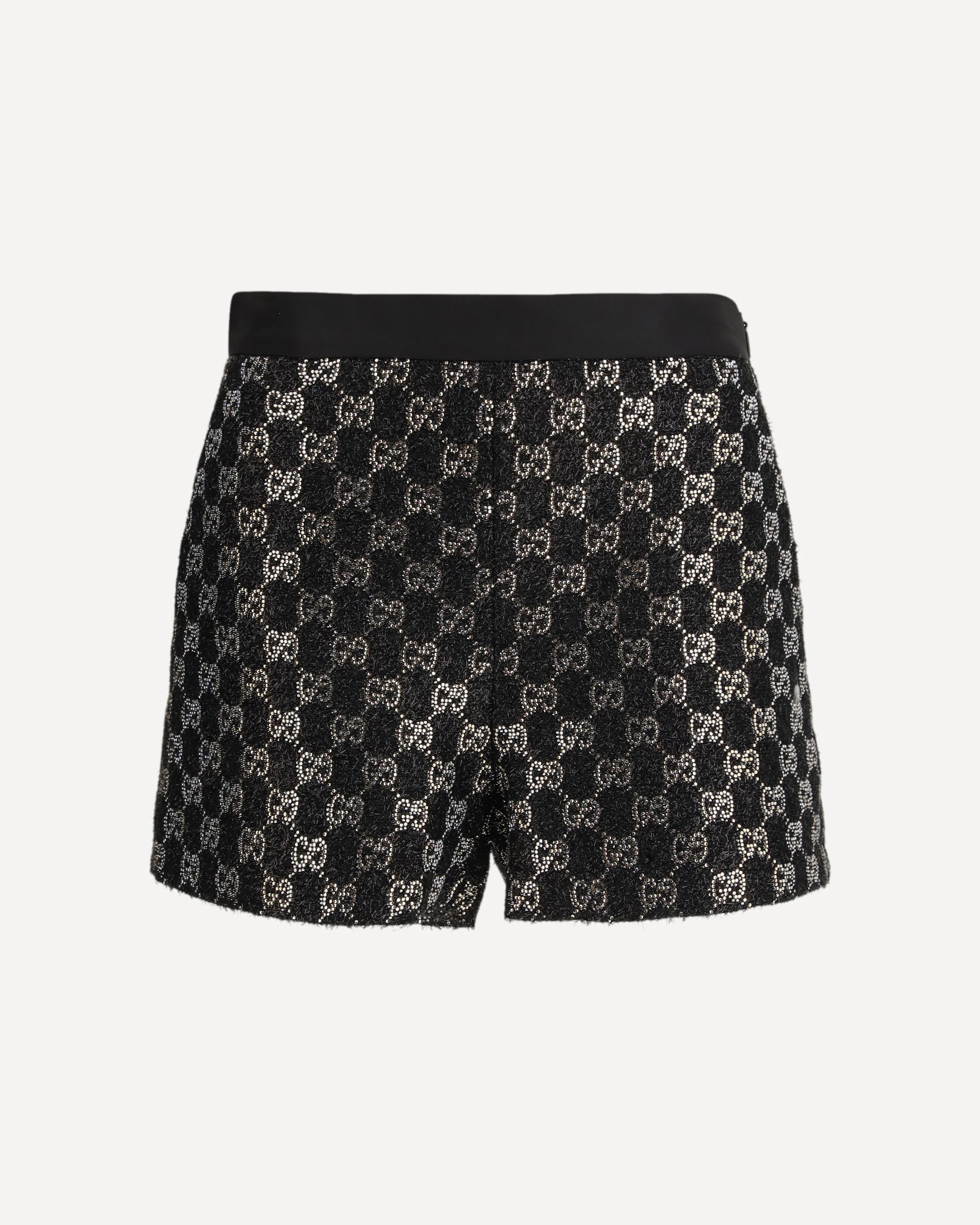 GUCCI Tweed wool lamé embroidered Shorts Female 42
