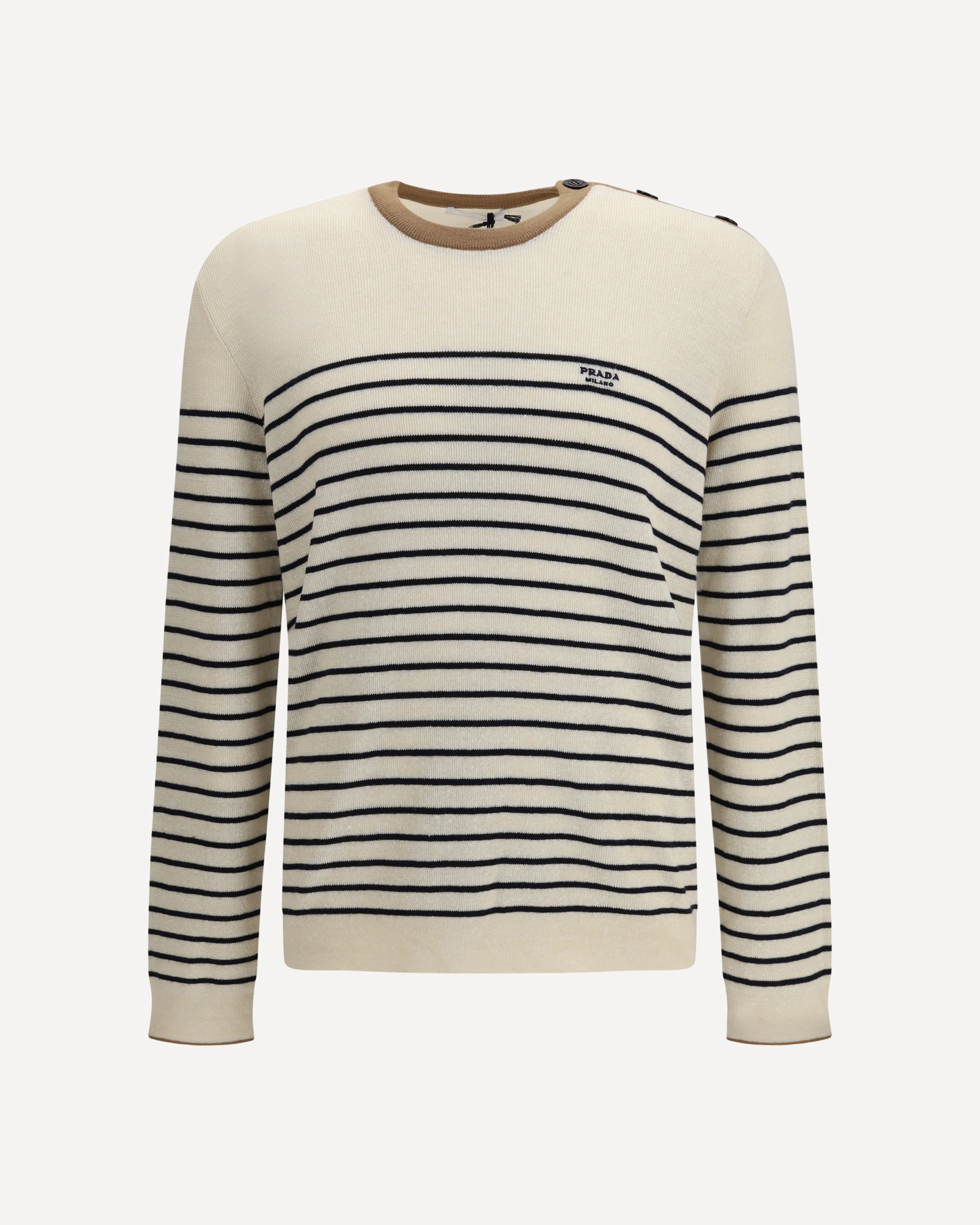 PRADA Wool and Cotton Blend Pullover with jacquard motif Male 52