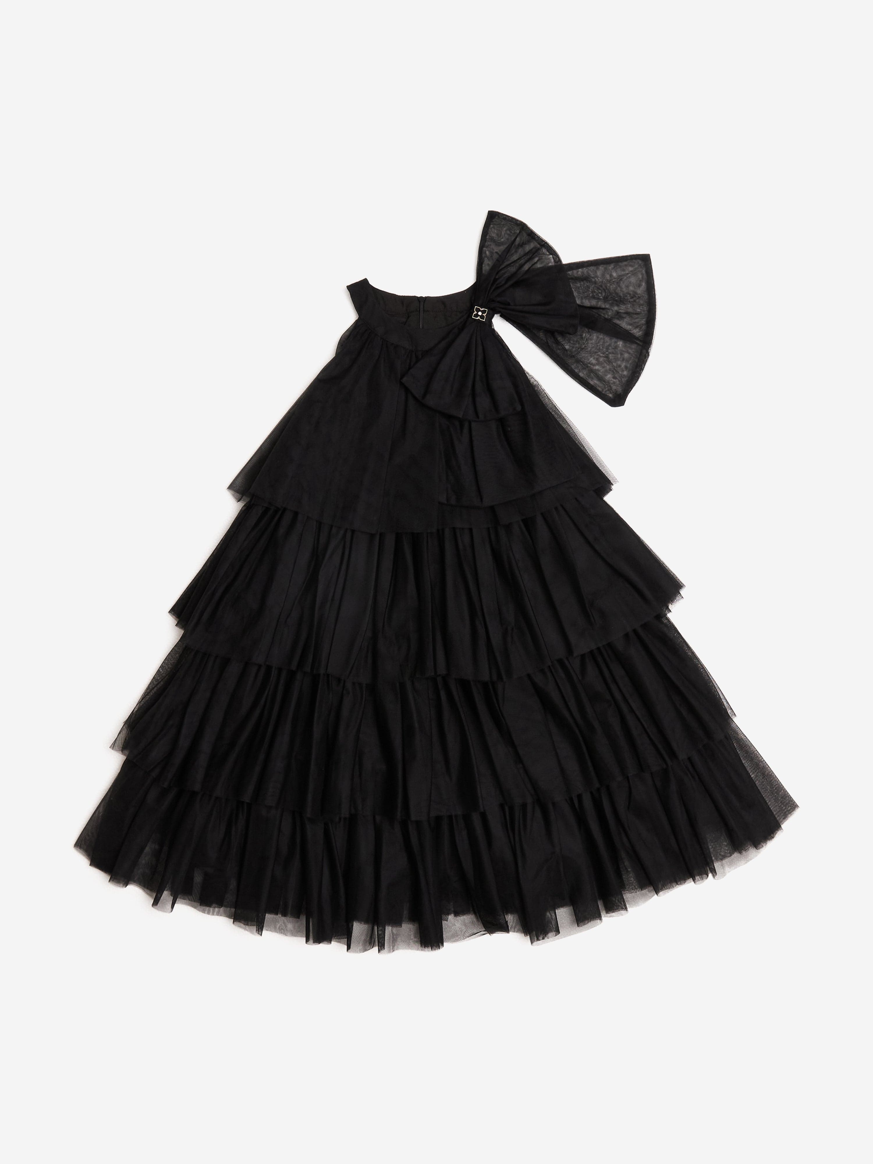 BCBGMAXAZRIA Girls Tiered Tulle Halter Neck Dress in Black 4 Years By Childsplay Clothing
