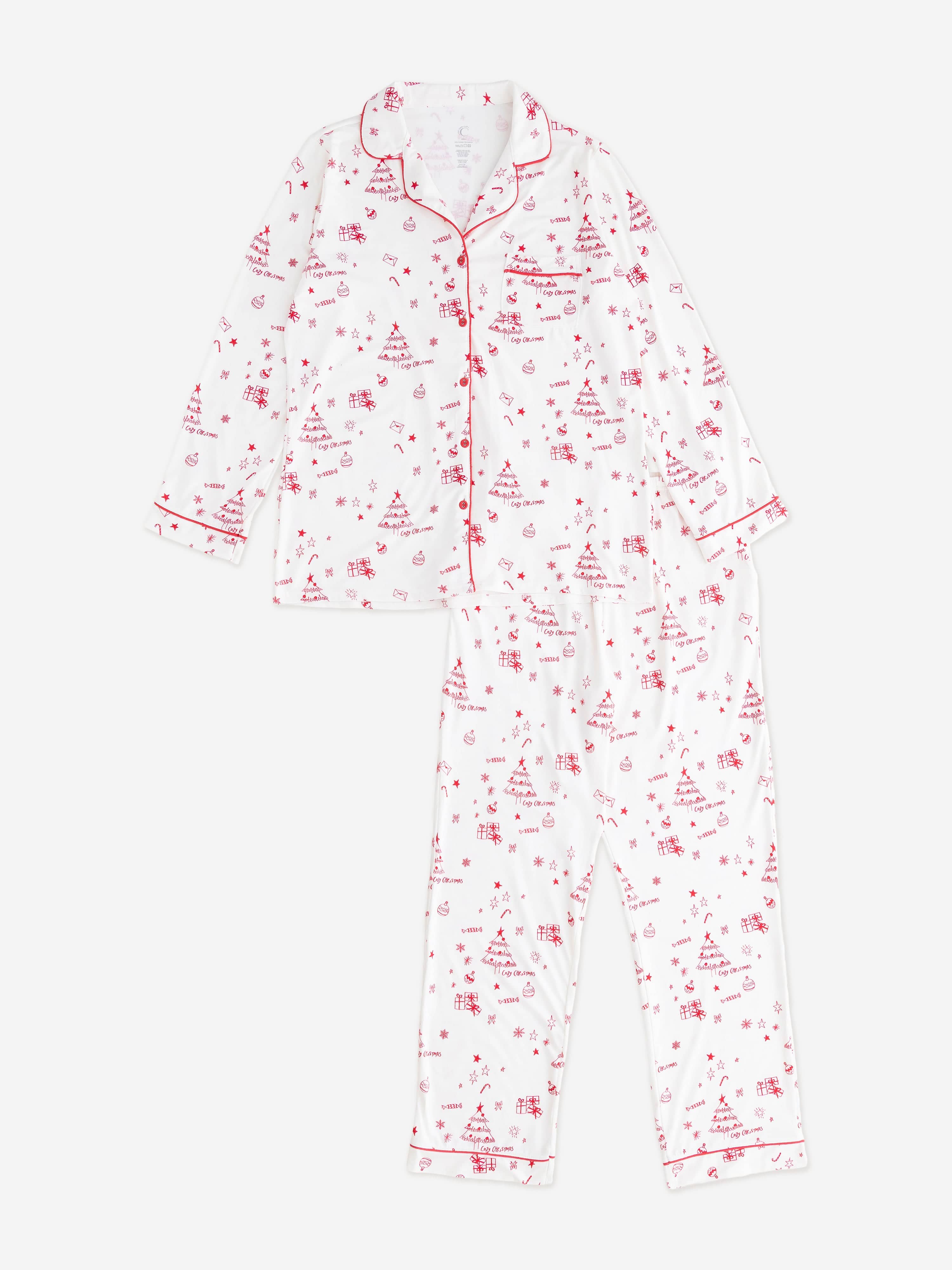 Cozy Crew Club Adult COZY Fa La La Christmas Pyjamas in Ivory XL By Childsplay Clothing