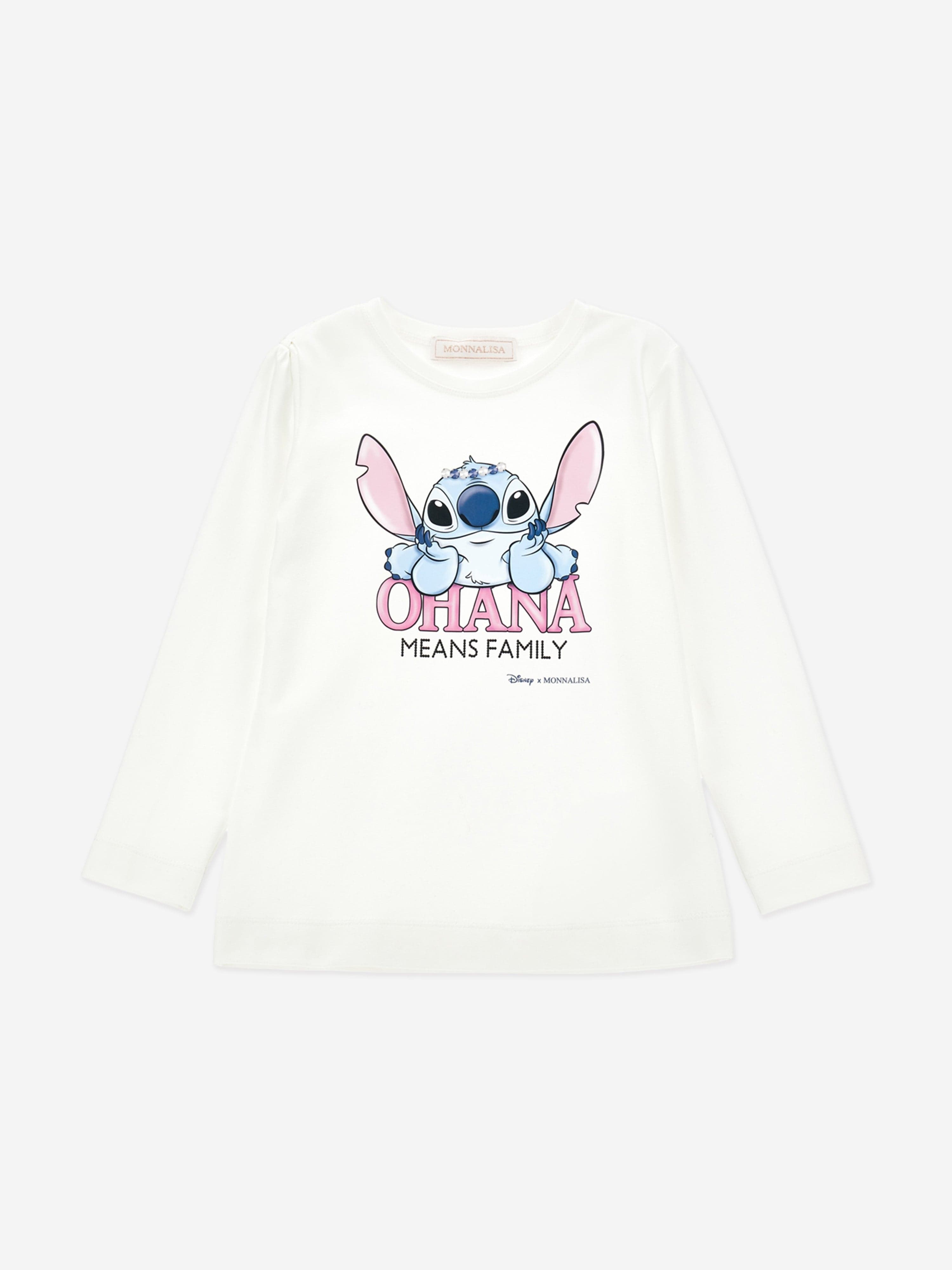 Monnalisa Girls Long Sleeve Stitch T-Shirt in Ivory 2 Years By Childsplay Clothing
