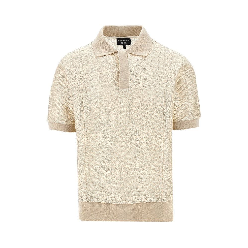 EMPORIO ARMANI ICON chevron knitted polo shirt Man S