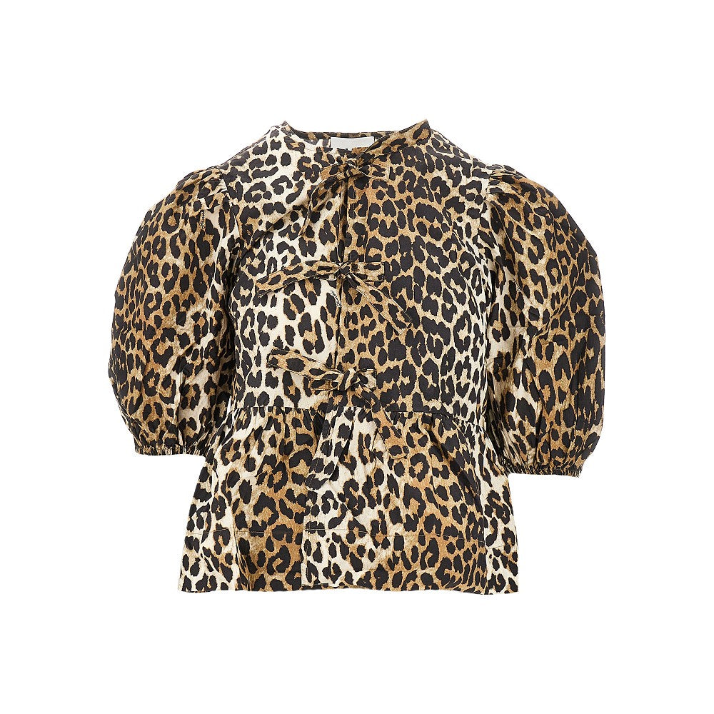 GANNI Leopard poplin blouse Woman 38