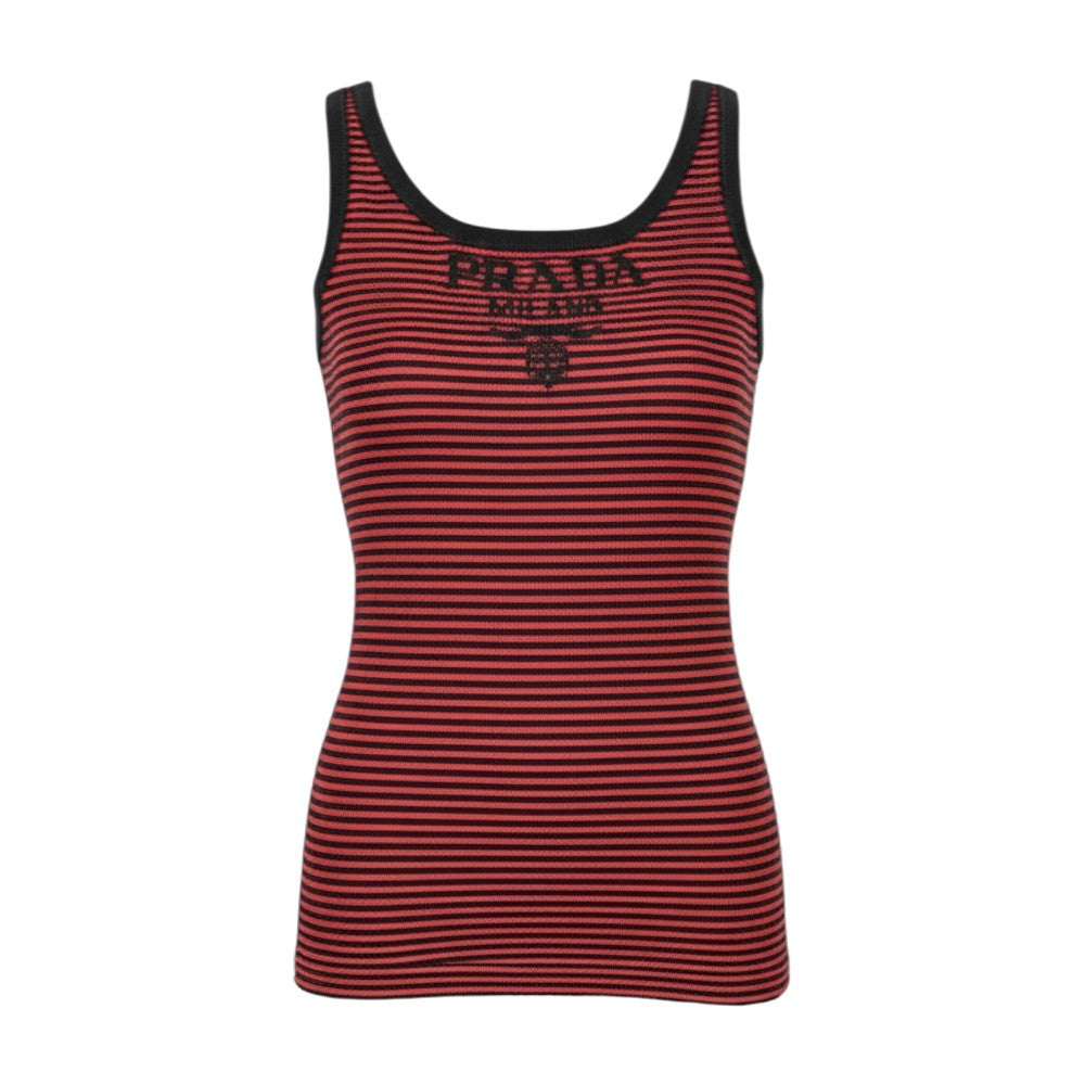 PRADA Ribbed silk jersey tank top Woman 42
