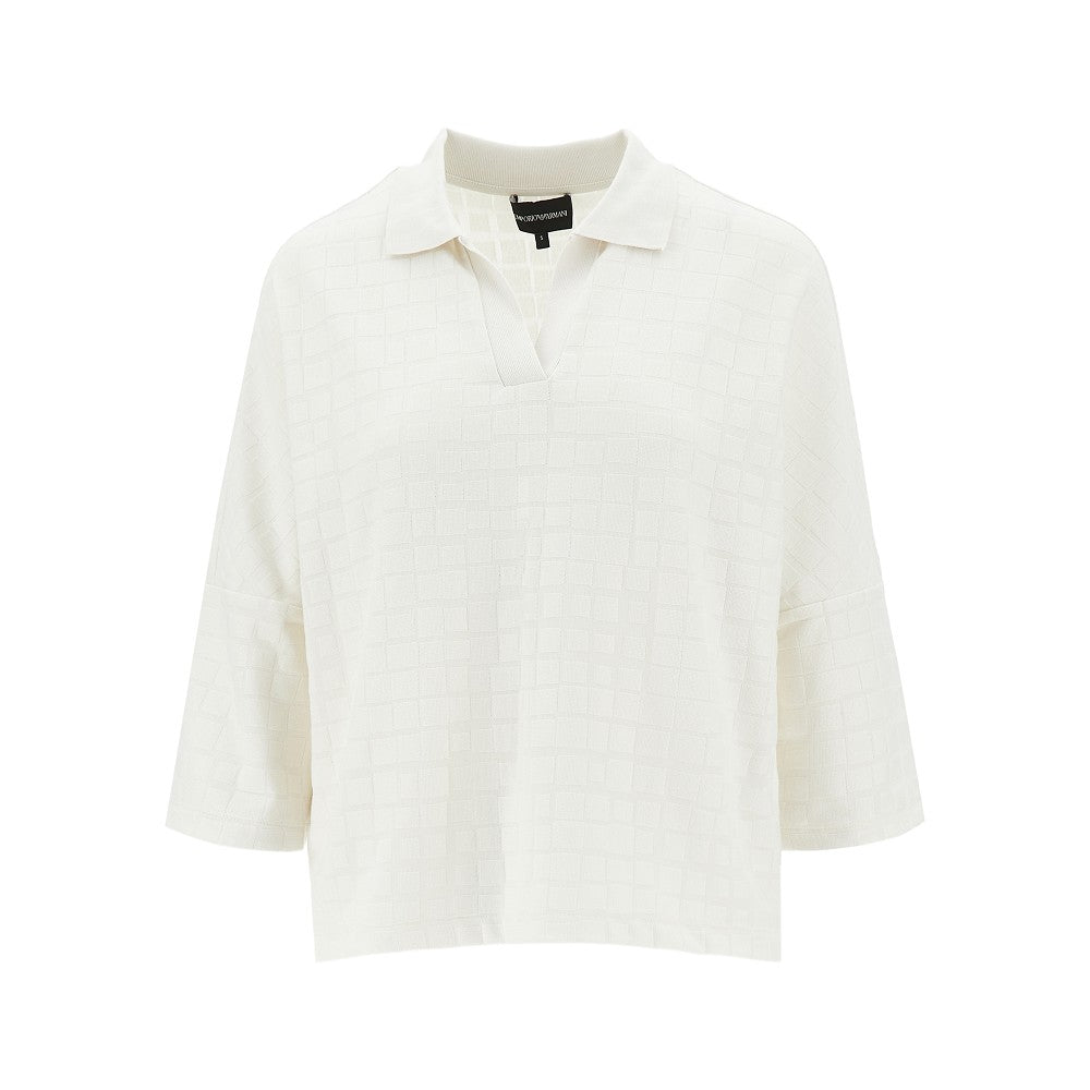 EMPORIO ARMANI Jacquard knit polo shirt Woman M