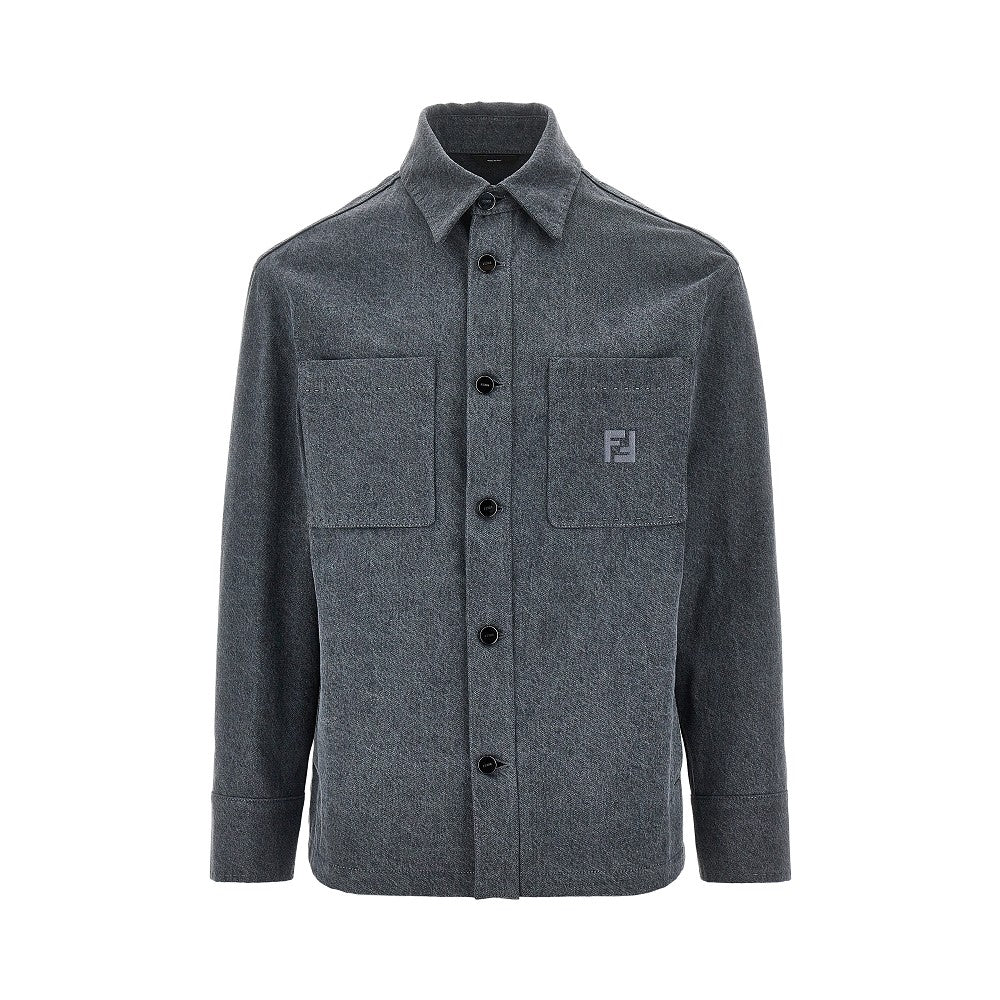 FENDI Stone-washed denim overshirt Man 48