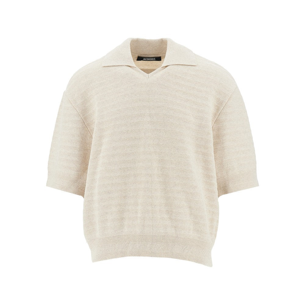 JACQUEMUS Chevron knitted polo shirt Man L