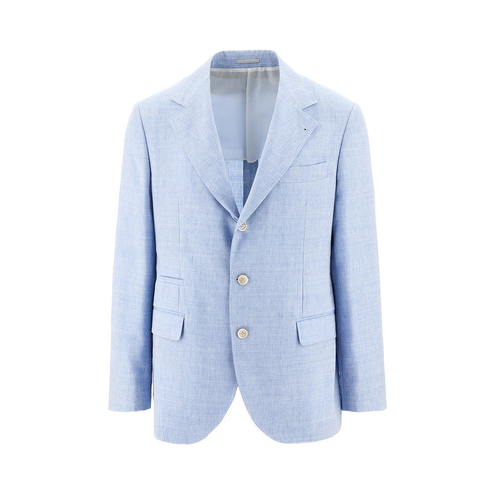 BRUNELLO CUCINELLI Mélange chevron twill single-breasted jacket Man 52