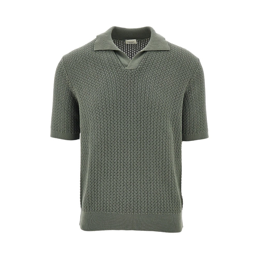 GALLIA KNIT Openworked knit polo shirt Man 48