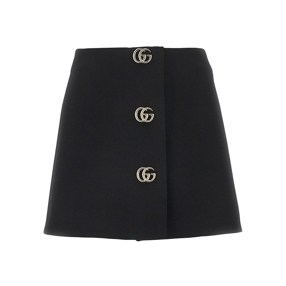 GUCCI Wool crepe mini skirt with Double G buttons Woman 40