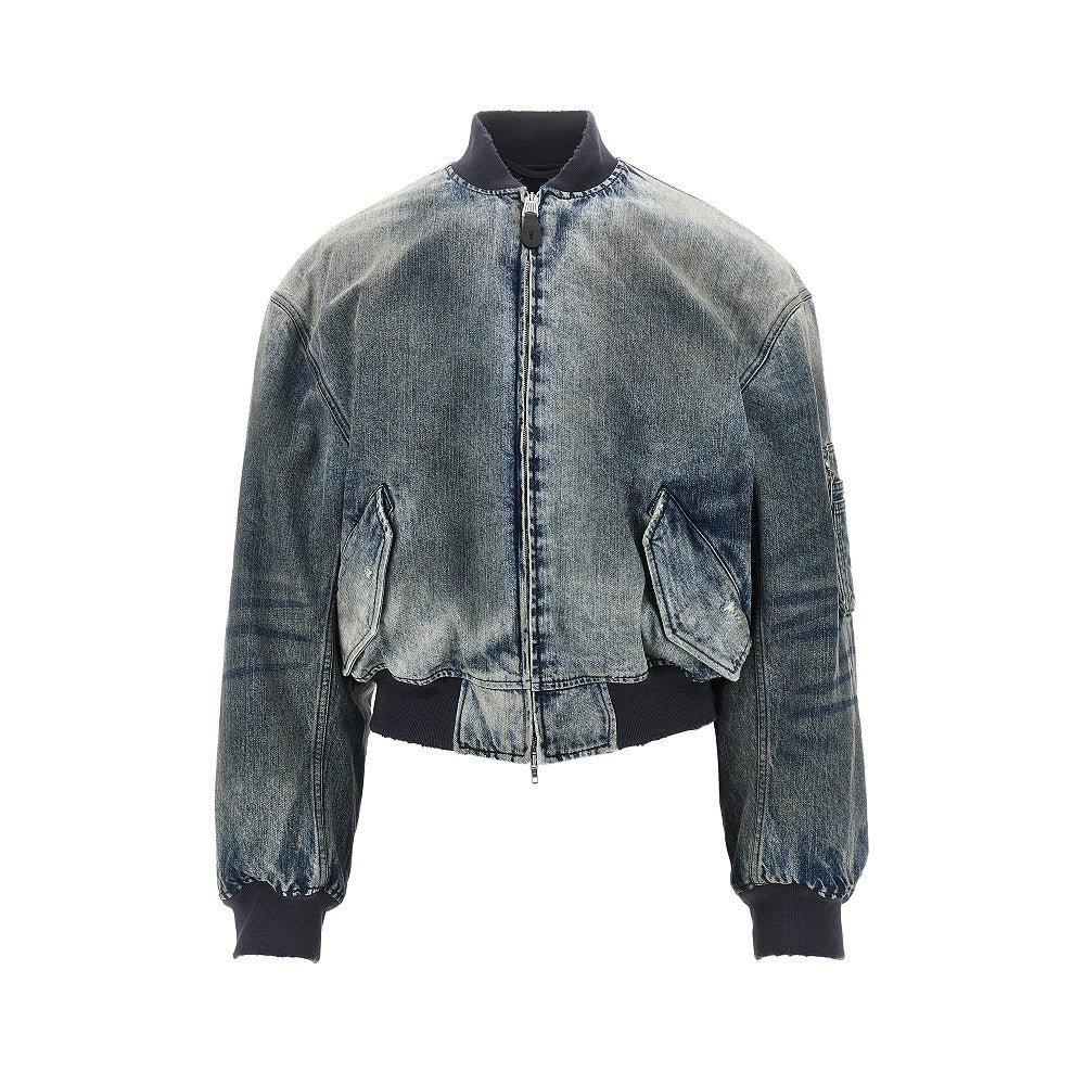 BALENCIAGA Used-effect denim bomber jacket Man M