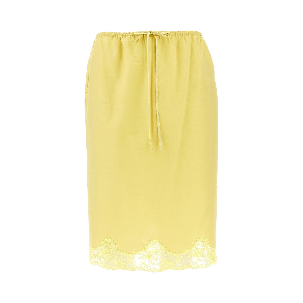 SAINT LAURENT Cotton and silk slip skirt with lace Woman 38