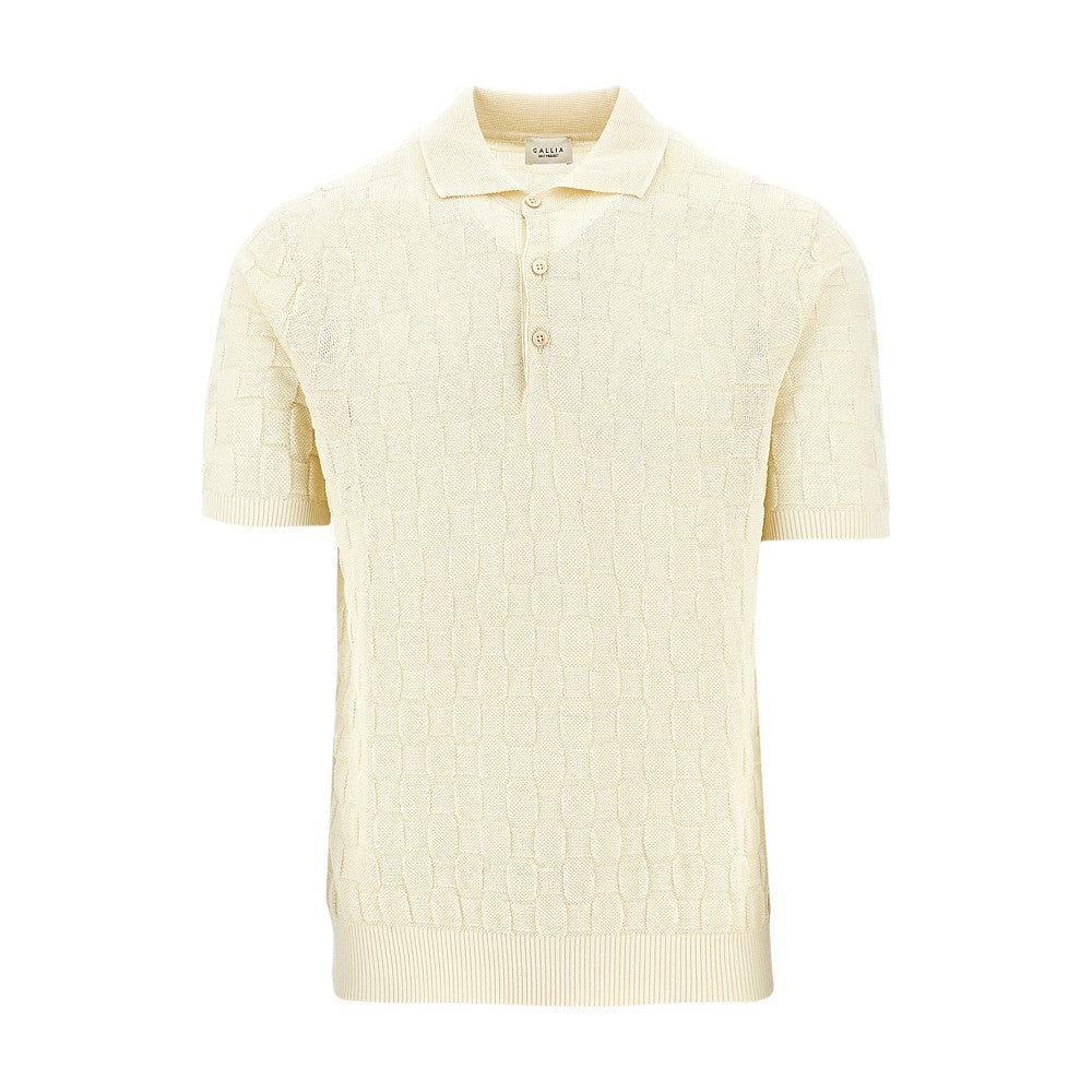 GALLIA KNIT Jacquard cotton polo shirt Man 50