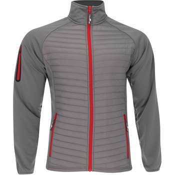 The Weather Company Golf Full Zip Quilted Jacket Gray/Red Small